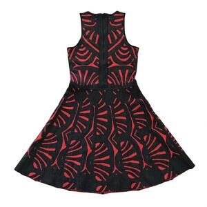 Parker Clarence Red & Black Fit and Flare Dress Women’s XS